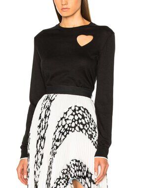 Proenza Schouler Black Heart Cut Out Cotton Sweater Size S